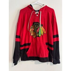 CCM Chicago Blackhawks NHL Hoodie Mens Small Red Lace Up Jersey Style vintage